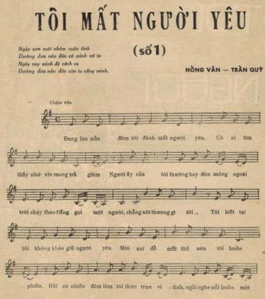 Sheet nhạc Tôi Mất Người Yêu 1